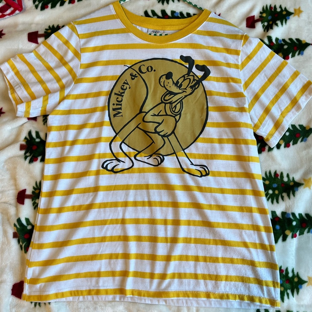 Disney Mickey & Co Pluto Yellow and White Striped T-Shirt